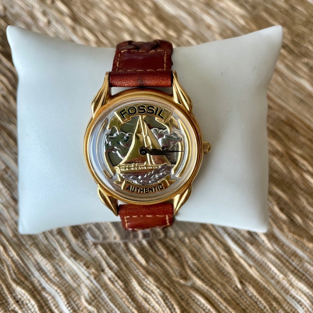 Vintage Fossil Sailboat Collectors Watch